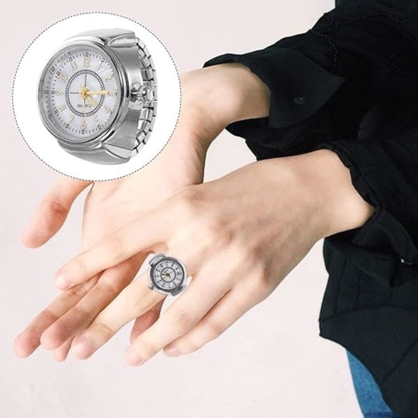 Ring Watch Creative Elastic Round Quartz Finger Ring Watches för Ladeis Girls Women Men