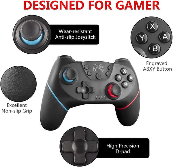 2023 Uppgraderad Trådlös Handkontroll för Switch/Lite/OLED Pro Handkontroll för Switch Fjärrkontroll Joystick Gamepad Stöder Väckning, Turbo, Dubbel Vibration