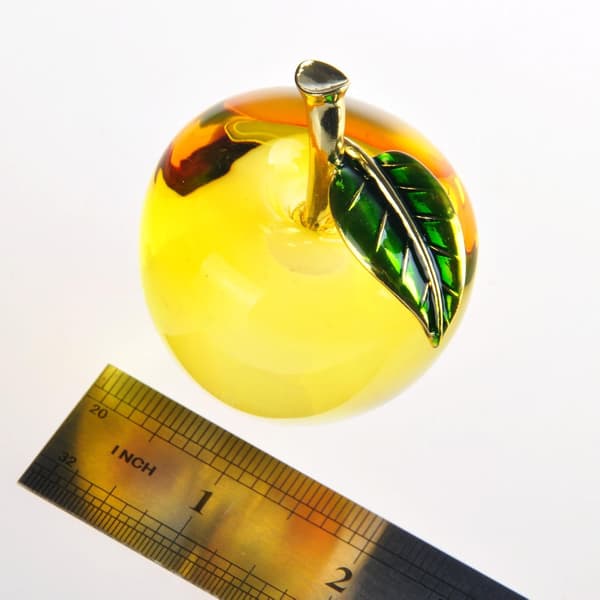 Kristalläpple Brevpress Konstglas Äpple Samlarfigurer Heminredning Yellow