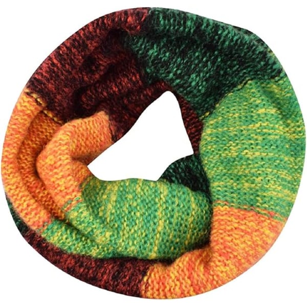 Kvinnors färgglada halsduk Vinter stickad loop infinity halsduk varm wrap krage (B)