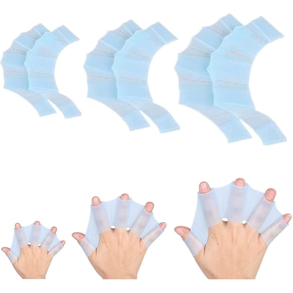 3 par simhandskar i silikon, simhandskar med simhud, simhandskar för barn, kvinnor och män (