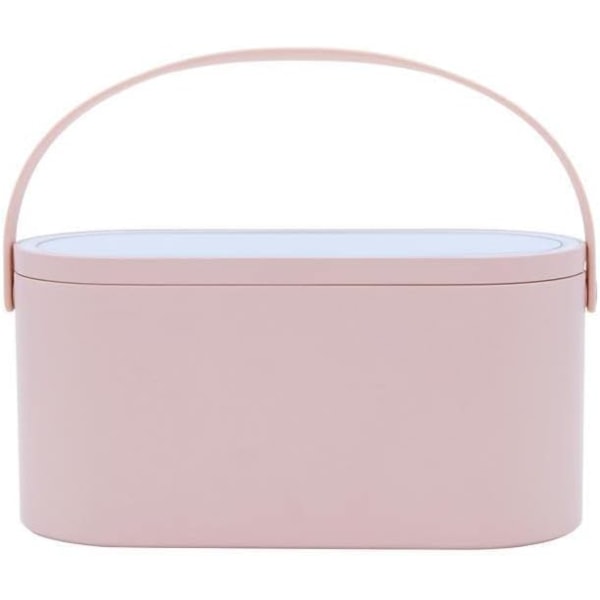 LED Touch -meikkipeili meikkisäilytyslaatikko, kannettava matkameikkisäilytyslaatikko, kauneuslaatikkolahja tytöille (vaaleanpunainen)