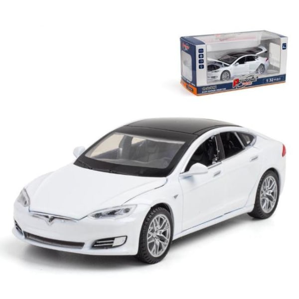 1:32 Tesla Model S Legering Bilmodell Diecast Leksaksbil, Ljud och Ljus Barnleksak Pojk Leksak (Boxad) Model S White
