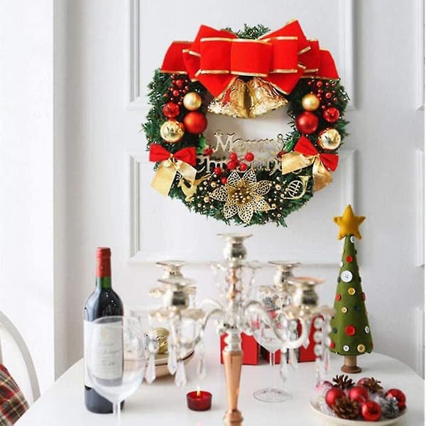 30 cm Kunstig Julekrans Med Dekorationer