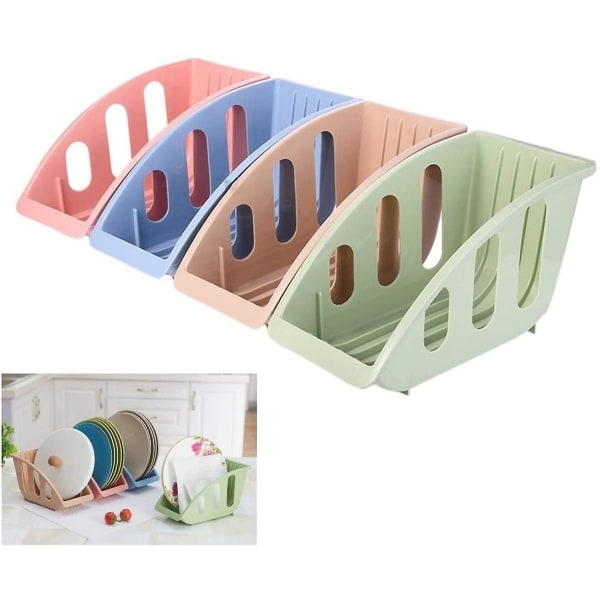 Set med 4 plastdiskställ för kök, tallrikar, grytlock, diskställ, arrangör, diskställ för köksskåp