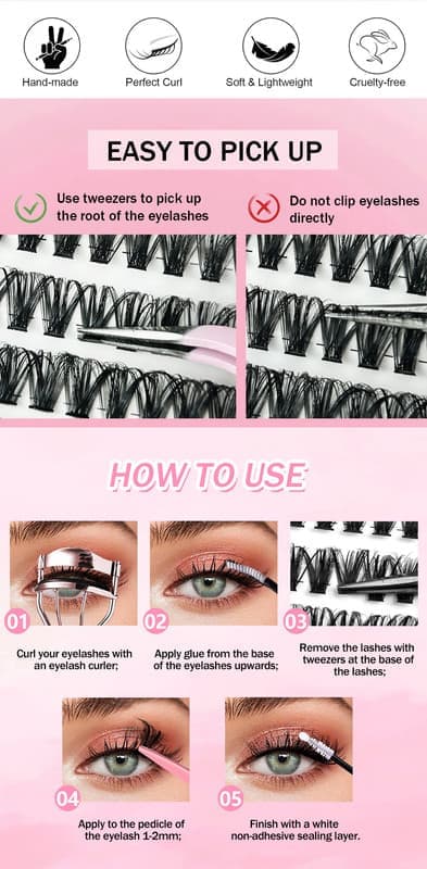 DIY Individuelle Øjenvipper （30D+40D+50D+60D+80D+100D）