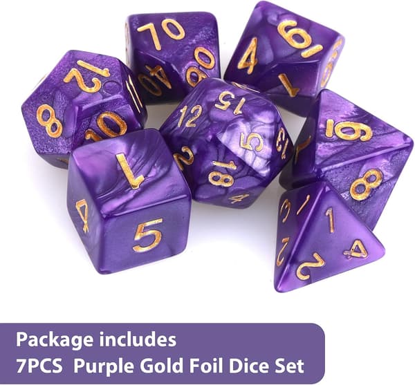 7 Delars DND Tärningsset för Dungeon and Dragons, Lila Nebula Polyedriska Tärningar RPG Rollspel Bordsspel D&D D20 D12 D10 D8 D6 D4 (Lila)