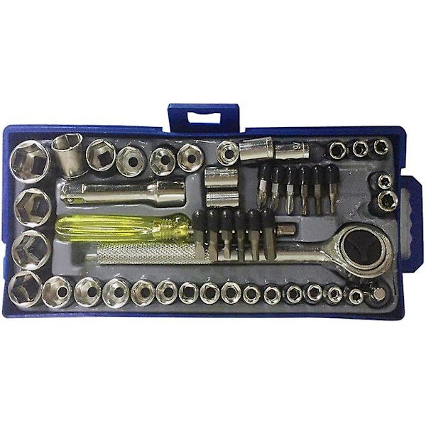 50 stk. 6,35 mm 3/8\" stiknøgle reversibel skraldenøgle Dr Drive skraldenøgle 12 sekskant bits med etui