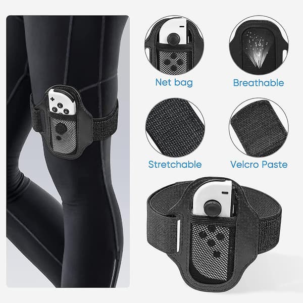 2-pak justerbare elastiske benstropper til Switch Sports og Switch Ring Fit Adventure, kompatibel med Switch Oled-controllere (hy)