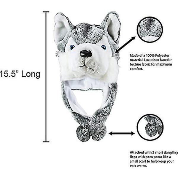 Husky Timber Wolf Plyschdjur Vintermössa Varm Vinter (kort)