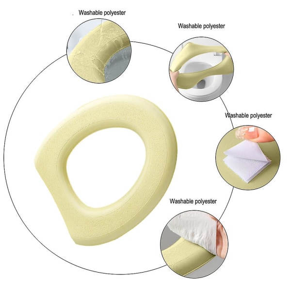 Toalettsetetrekk Pad Klistremerke, mykt toalettsete putetrekk Universal Med Selvklebende Design For Bad yellow