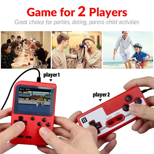 8-bitars retro videospelskonsol med 400 inbyggda klassiska spel 3,0 tum Dual Player Mini Handheld Videospelskonsol Av Out China yellow