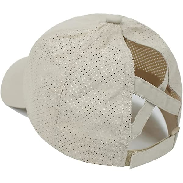 Baseballkasket til kvinder med krydsede hestehaler, beige Beige