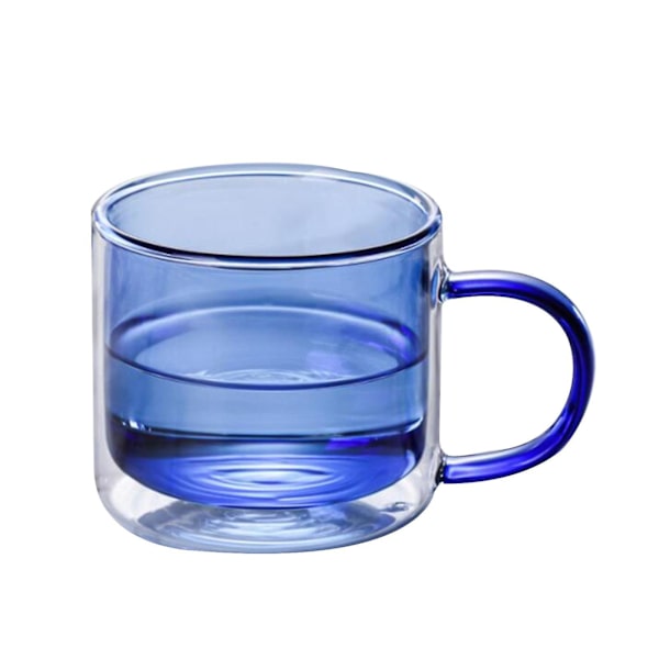 Dubbelväggig glasvattenkopp isolerade glas färgglada 250 ml muggar Blue 250ml