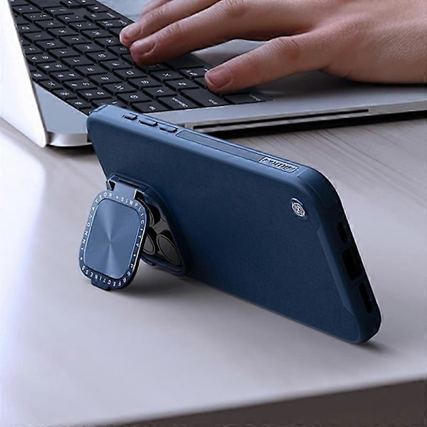 NILLKIN CamShield Prop Fodral för iPhone 15 Pro Max Linsskydd PU Läder+PC+TPU Magnetiskt Telefonskal Multicolor Style A