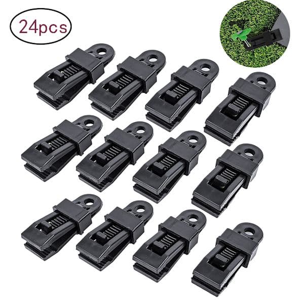 Sæt med 24 markise-måtteclips, plast, låsbar med takker
