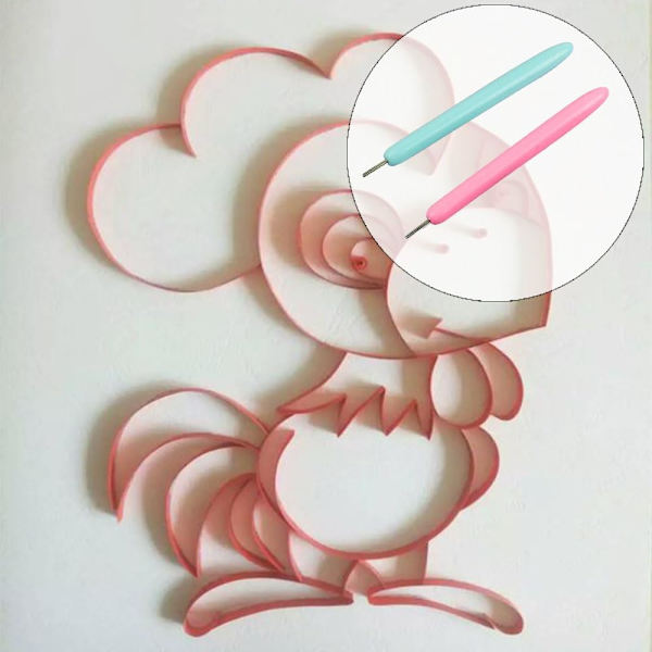 Quilling-papperspennor, 2 st Origami-papperspennor, handgjorda rullande locktångspennor, pappersrullpenna, pappersquilling-spårverktyg