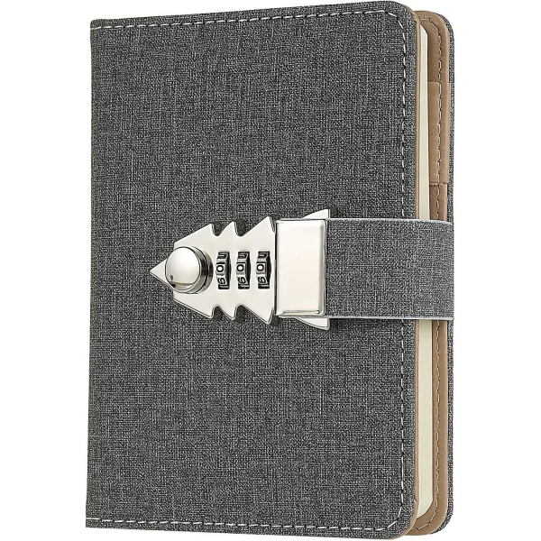 Lille notesbog Med Lås Skrivende Rejsedagbog A7 Mini Notesbog Grå