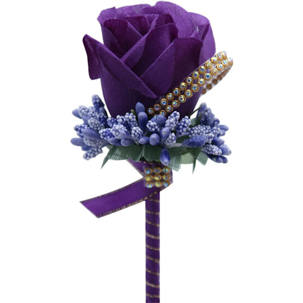 Rose Bryllupsknapphull Knapphull Håndlaget Corsage Knapphullsblomster Kunstige Bryllup Ball Bukett Blomsterdekor  (Mørk Lilla)