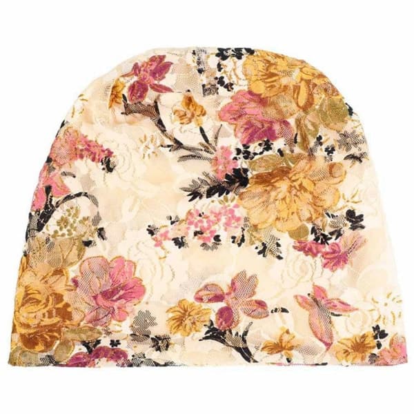 3-pack blommig spetsmössa, chemo beanie-hattar för kvinnor