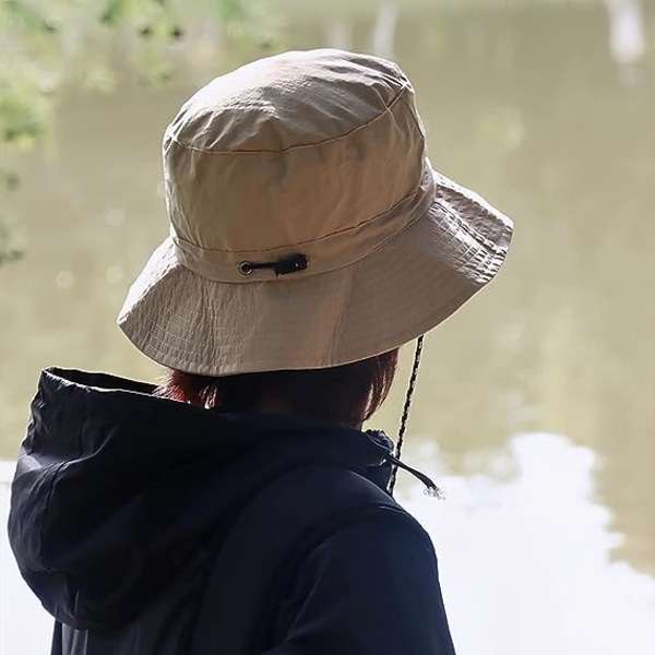 Foldbare bøttehatte Damer Solhatte til mænd UV-beskyttelse Åndbar Hurtigtørrende fiskehat Vandtæt med snor til vandreture, fiskeri, camping, jagt