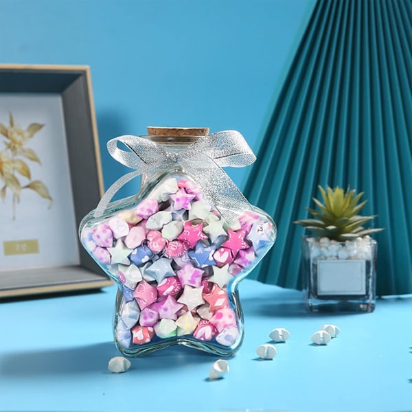 540 arkkia Origami-tähtipaperinauhoja DIY-käsintehtyjä värikkäitä tähtiä 8 erilaista tyyliä koristeluun taittopaperia taide- ja askartelutarvikkeisiin (sydän B)