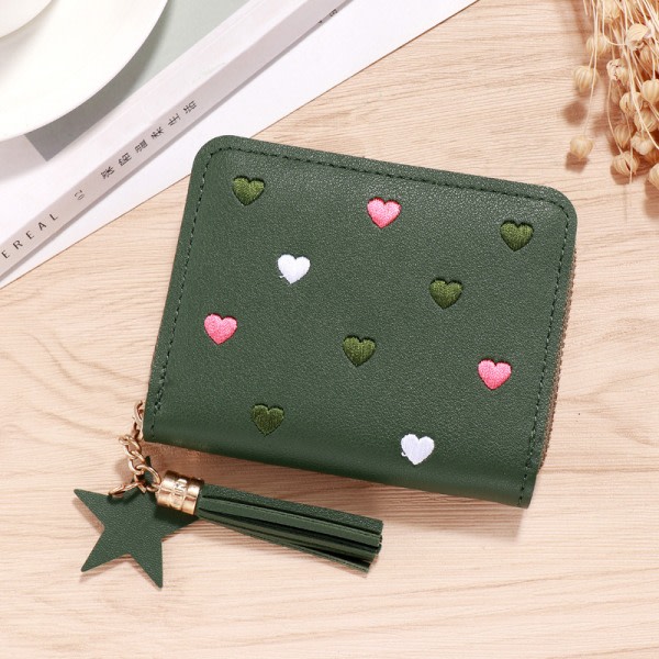 Liten lommebok for damer Mini Tassel Wallet Grønn Green