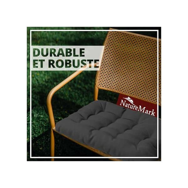 Sett med 4 stolputer med bånd 40x40 cm – Tykke stolputer for innendørs og hagebruk – Svart