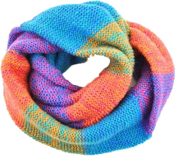 Kvinde Farverig Hals Tørklæde Vinter Strikkede Loop Uendelighed Tørklæde Varmt Wrap Cowl (Blå)