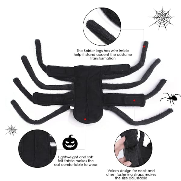 Hunde Halloween Kostumer - Edderkoppekostume til Halloween fest, til stil 2 style 2