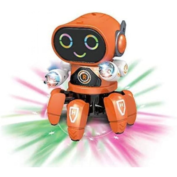 Danserobot, gående elektronisk batteridrevet blinkende lys og musikk Barnerobot, robotleker for barn, gave til 4 5 6 7 8 9 år gamle barn(h