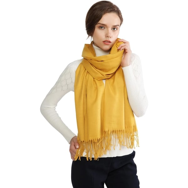 Damhalsdukar Pashmina-sjalar och omslag för bröllopssjalar för kvinnor Vinter (Senap)