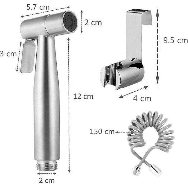 Håndholdt bidet-sprayer - med vanntankkrok og fleksibel 59 ABS teleskopisk dusjslange