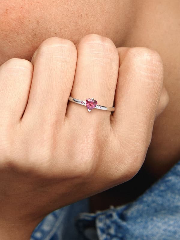 Pandora - Glittrande Rött Hjärta Ring - Sterlingsilver Circumference: 58mm