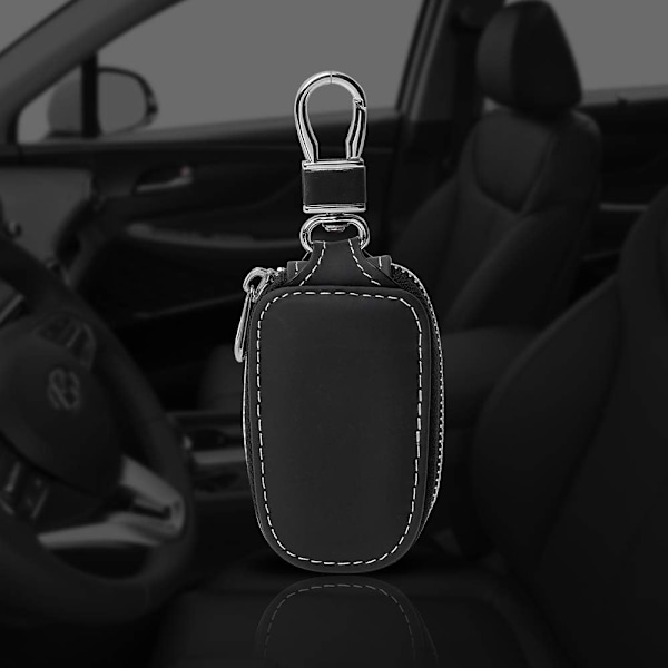 Bilnyckel fodral, smart nyckelhållare skydd PU läder bilnyckel kedja väska bil smart nyckelkedja mynthållare auto fjärrkontroll nyckelring plånbok Black