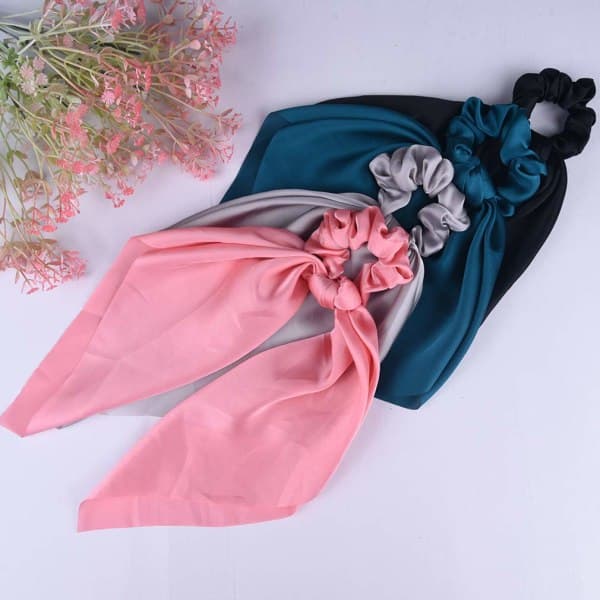 6 st hårscrunchies satin silke elastiska hårband hårscarf