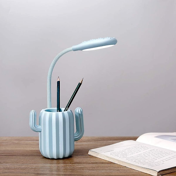 Skrivebordslampe, oppladbar kaktusformet pennholder leselampe nattbordslampe skrivebordslampe for jenter