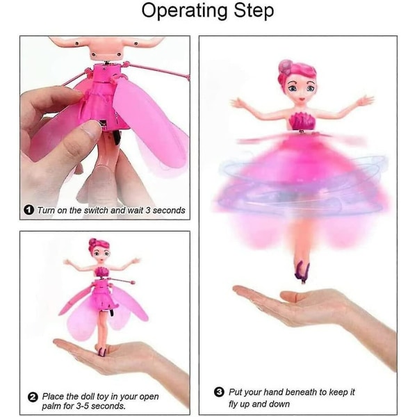 Magisk flyvende fe-legetøj, flyvende fe-legetøj, magisk flyvende fe-prinsessedukke, pige-legetøj, pigegaver til børn fra 6 år og opefter 1Pcs Pink
