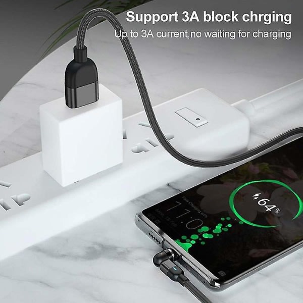 Statisk 360 kabel roterende telefonoplader - lavet af holdbart nylon, fletning hurtig