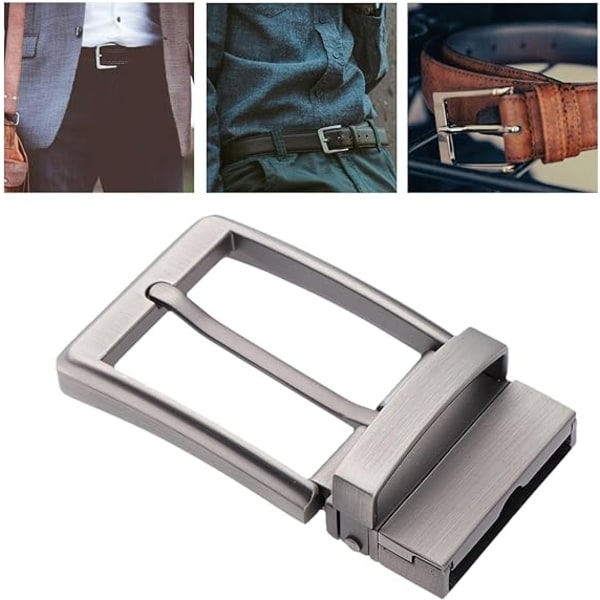 Men's Reversible Belt Buckle Replacement Fits 34mm Leather Strap - Premium Quality