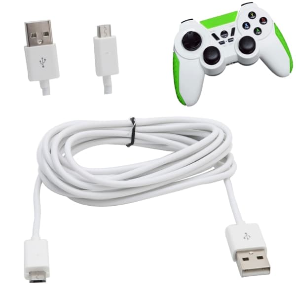 283cm/9.28ft Micro USB-strömkabel för PS4-kontroller Laddningskabel Linje Micro USB Laddningskabel Svart Svart