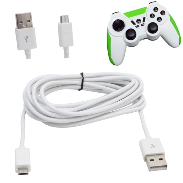 283cm/9.28ft Micro USB-strømkabel til PS4-controller, opladningskabel, sort