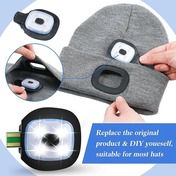 2 stk. USB-oppladbart lys for LED-lue, utskiftbart hodelyskue, DIY-hattelys for menn og kvinner