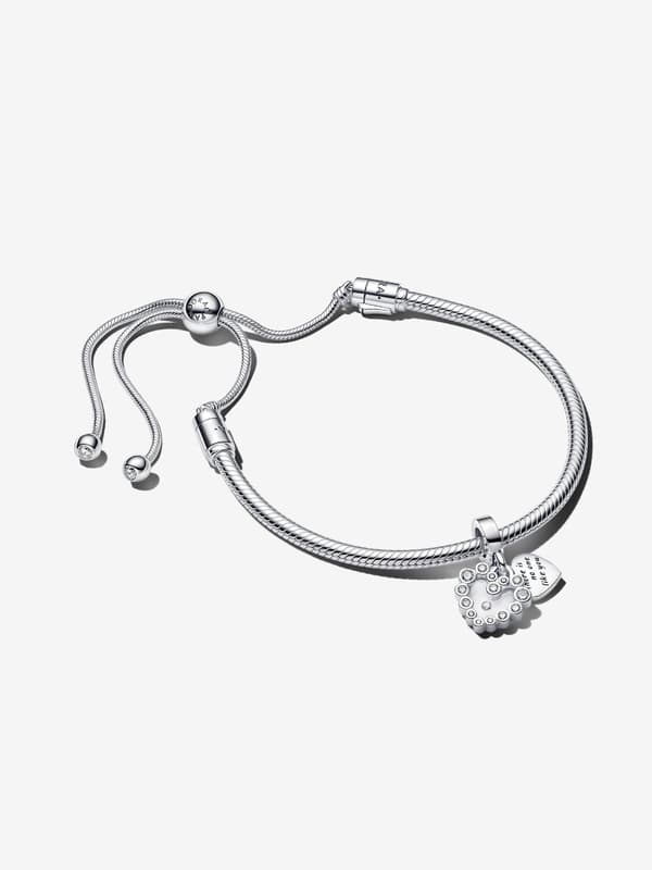 Pandora – Glitrende Hjerteanheng Armbåndsett – Sterling sølv