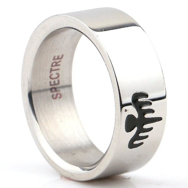 Ny Trendy James Bond 007 Spectre Ring Herre Ring Mote Metall Polert Spøkelses Mønster Ring Tilbehør Fest Smykker Silver 11