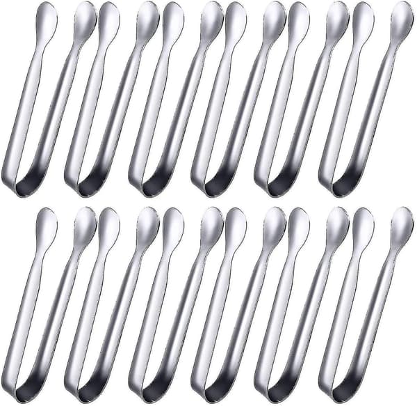 12-pack minitänger - sockertänger, istänger, små serveringstänger i rostfritt stål