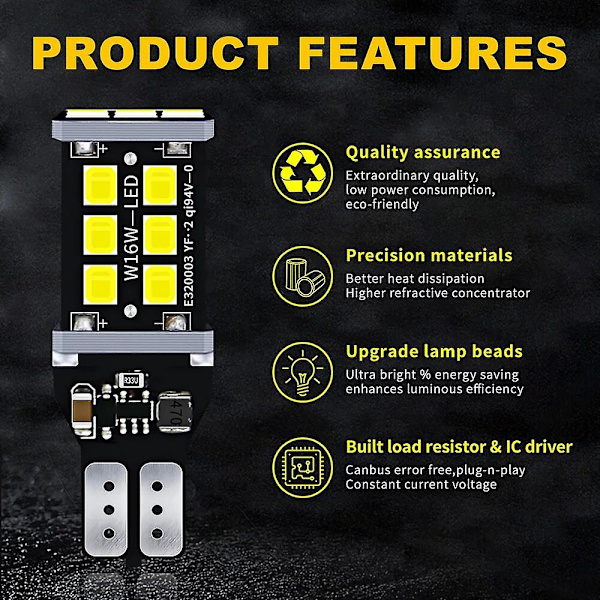 4x Led-peruutusvalon polttimo W16w T15 921 Canbus Kia Sedona Sorento Sportage 2 3 Seltos Soul 1 Stinger Stonic Venga Xceed