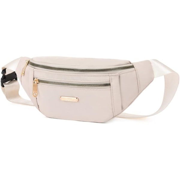 Bum Bag Fanny Pack Menn Kvinner Mote Festival Fanny Pack Reise Midjepakke Lett Justerbar Midjeveske for Løping Gåing Fotturer Jogging, Beige