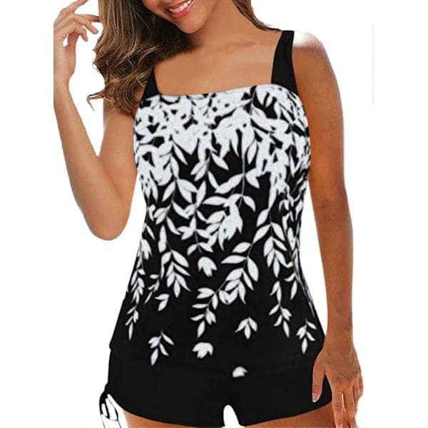 Tankini Baddräkt Toppar Shorts Set Plus Size Vit för Kvinnor White 2XL
