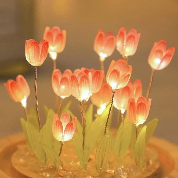 10/20 stk. Tulipan Natlampe Batteridrevet Tulipan Blomst Bordlampe Diy Simulation Tulipan Led Natlys Håndlavet Senge Lys D